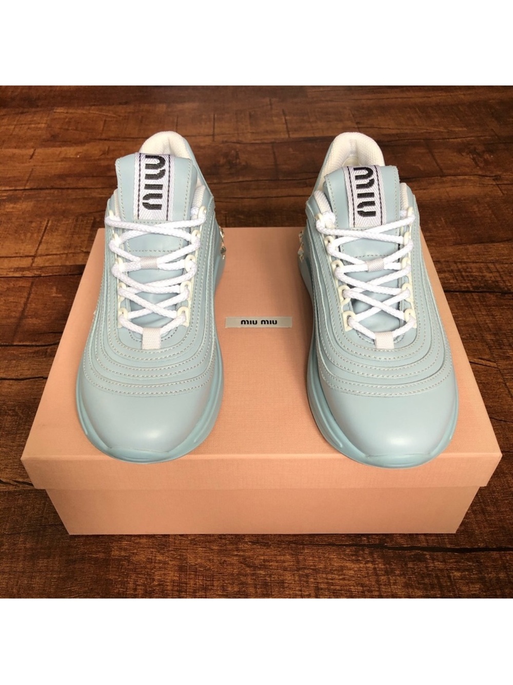 Miu Miu Pastel Blue Platform Sneakers
